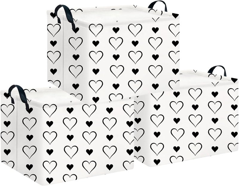 CLOCOR Rectangular Storage Basket Empty,Gift Basket,Waterproof Storage Bin with Handles,Room Decor(3PCS Cute Heart) - Image 1